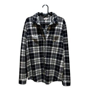 Faherty Legend Sweater Shirt Button Down Plaid Flannel Blue Women's